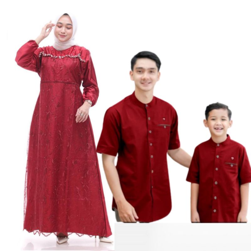 Busana Muslim Wanita Terbaru 2023 Couple Pasangan Couple Keluarga Koko Gamis Velvet Polos Brukat