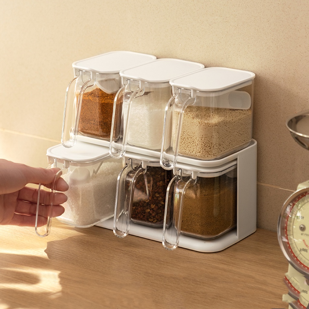 Jual Aesthetic Seasoning Storage Box 3in1 Kitchen Spice Cup / Toples