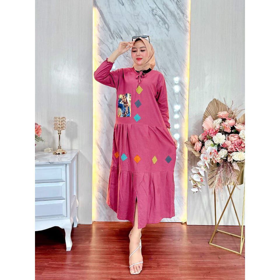 Gamis Longdres Anita Emblem terbaru 2022 //Viral kekinian//Gamis Busui blink Rayon Premium//pakaian wanita kekinian