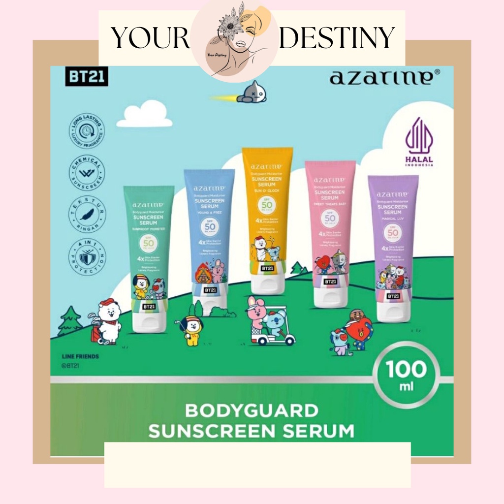 AZARINE body guard BT21 Sweet Treats Baby  Sunscreen Serum | Sunproof Monster | Young and Free | Sun