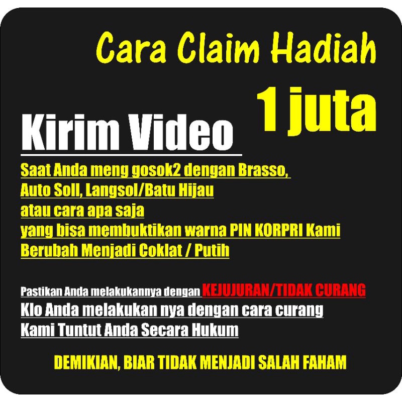 Penjelasan PIN KORPRI Bahan Kuningan Asli VS PIN KORPRI Bahan Lapis Emas