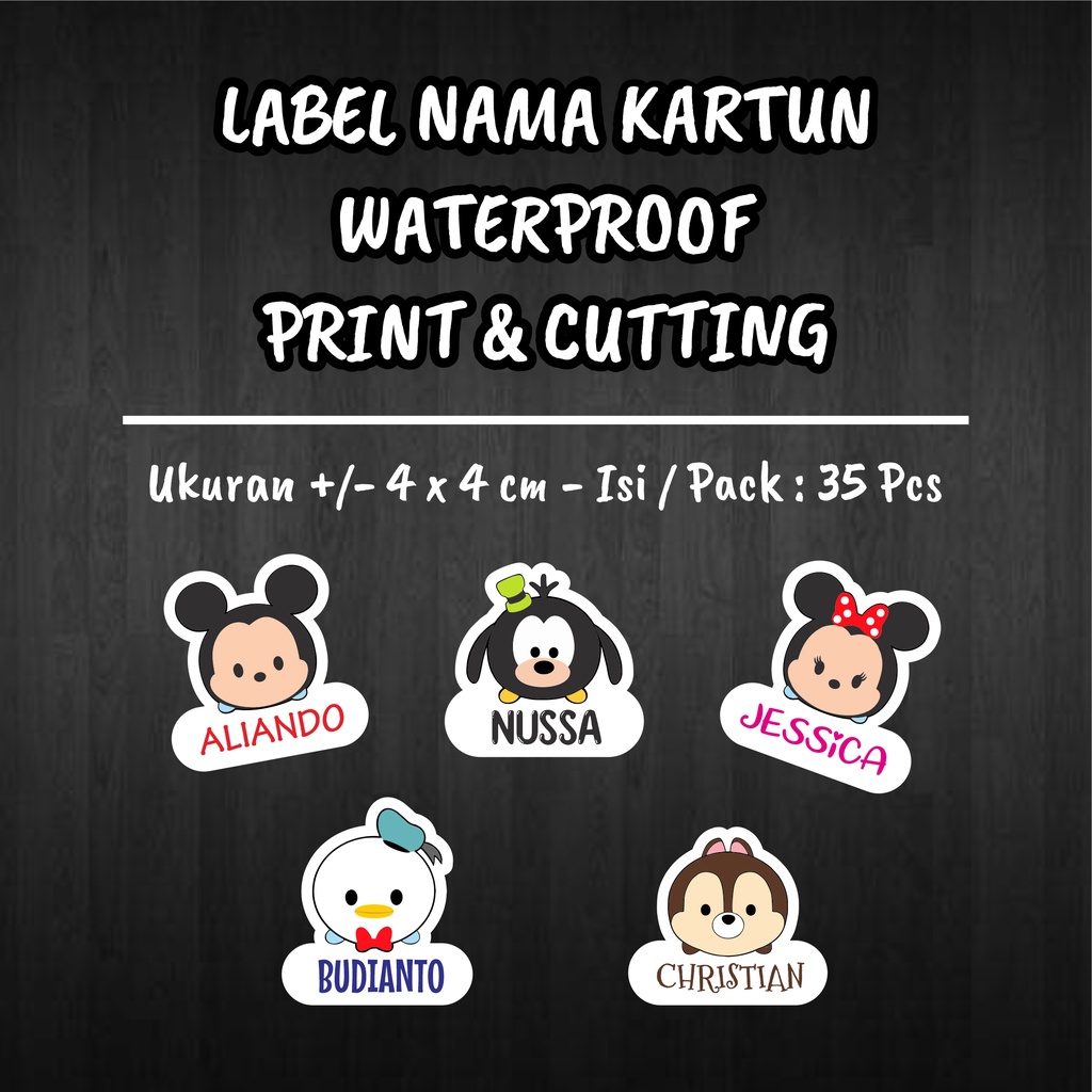 

35 pcs STIKER LABEL NAMA ANAK WATERPROOF CUSTOM TSUM TSUM
