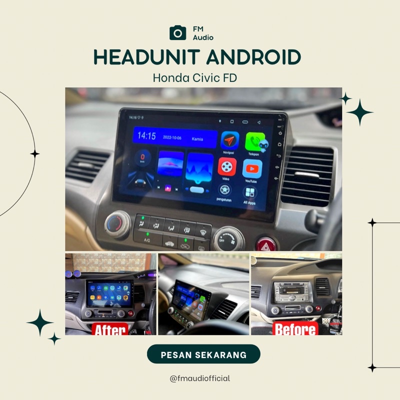 Headunit Android 10 Inch Honda Civic FD Ram 4GB