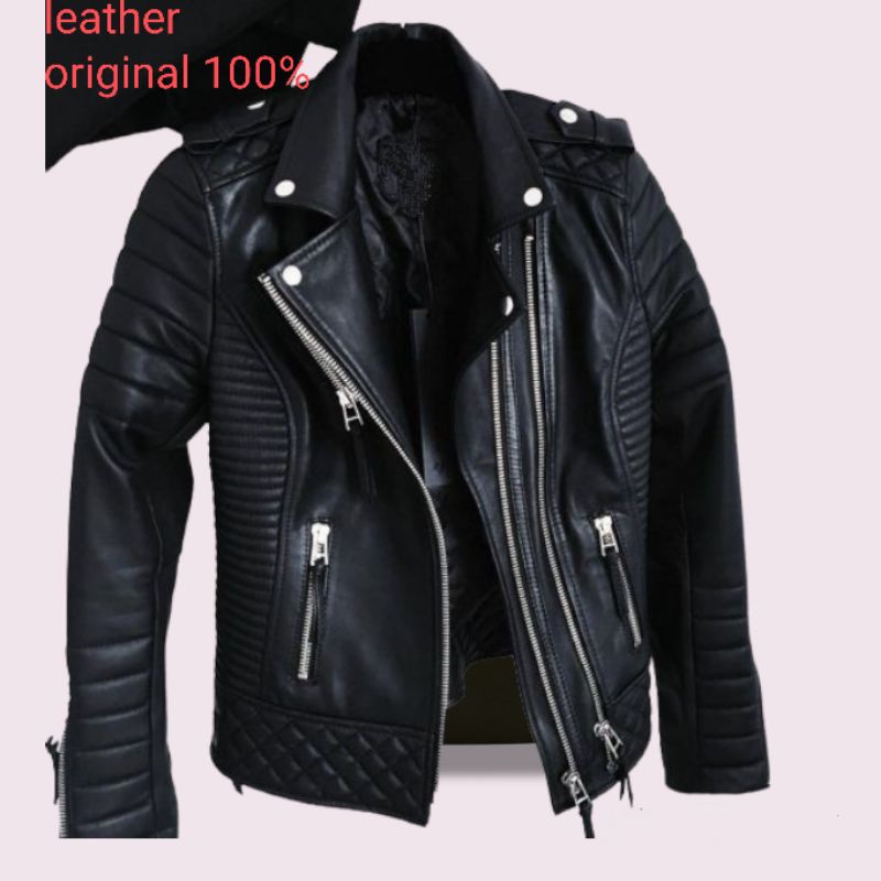 JAKET KULIT PRIA ROCK N ROLL/JAKET KULIT DOMBA ASLI 100%/JAKET KULIT RAMONES