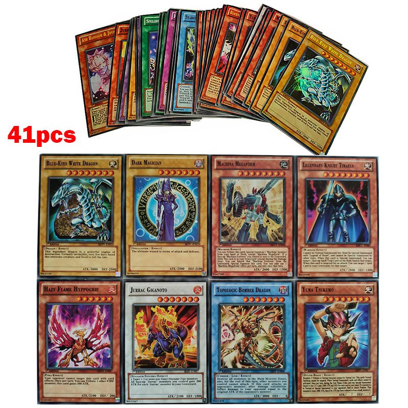 41pcs Besi Kotak YuGiOh Game Bermain Kartu Versi Bahasa Inggris Mainan Keluarga Game Kertas