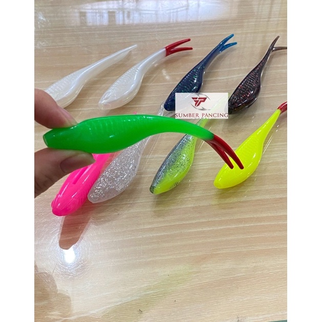 Soft lure Replika model Ozmy Silencer 12cm isi 5pc/ jerk shad/umpan toman gabus