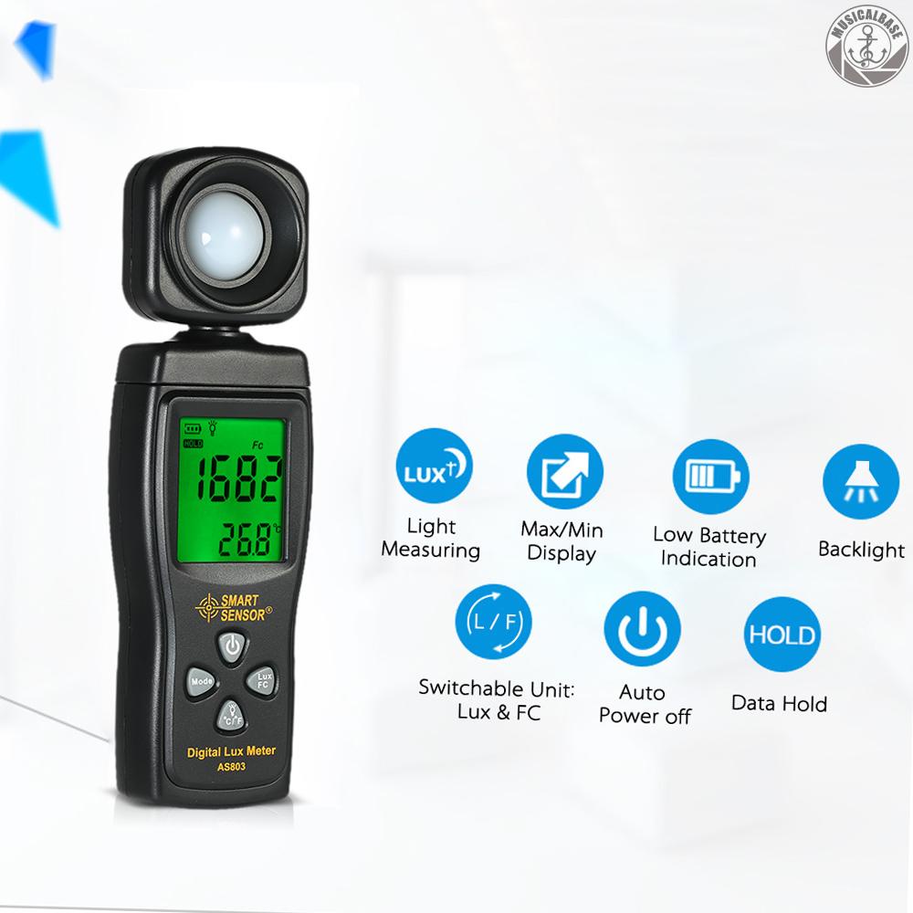 SMART SENSOR Mini Digital Lux Meter LCD Display Handheld Illuminometer Luminometer Photometer Luxmeter Light Meter 0-200000 Lux