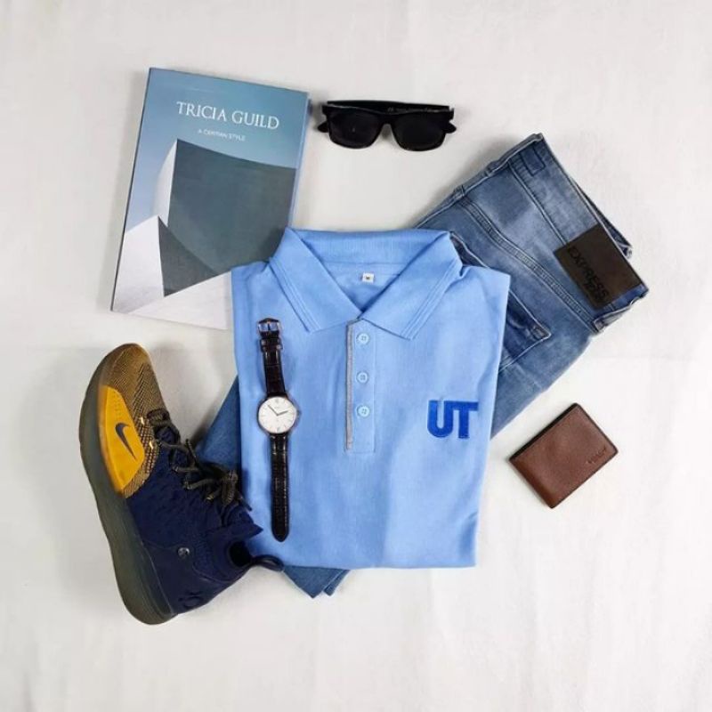 Kaos Polo Lengan Panjang Baby Blue Universitas Terbuka Pria/Wanita