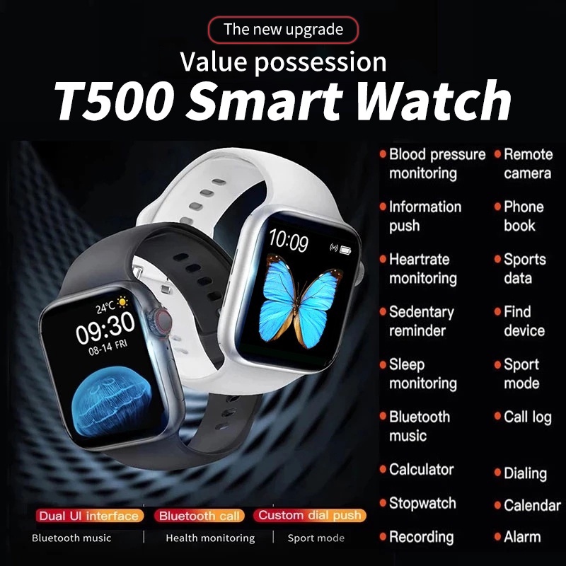 T500 Smart Watch Men Women Top SmartWatch Heart Rate Monitor Whatsapp Message Reminder Sports Activity Tracker