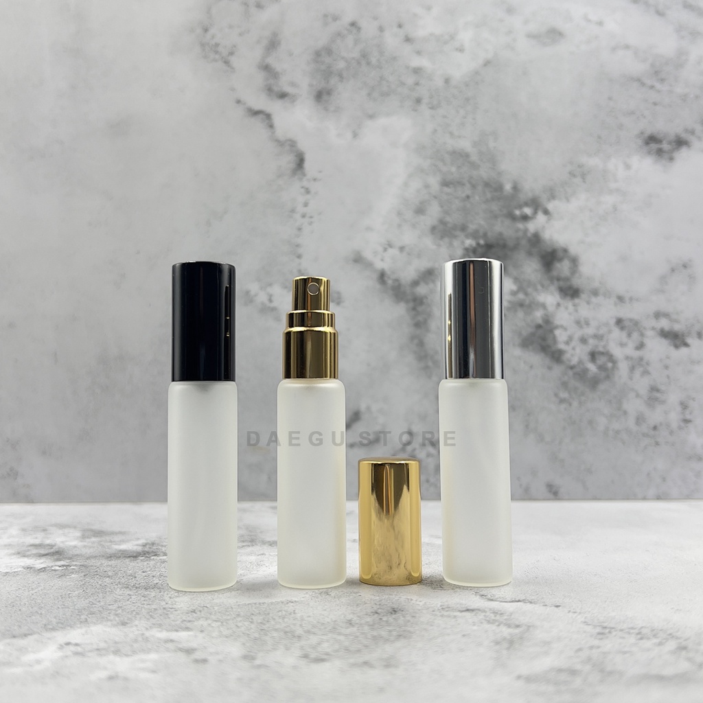 Botol Spray 10ml Kaca FROSTED DOFF - Tutup  Alumunium Metal Parfum Isi Ulang Travel Size / Decant