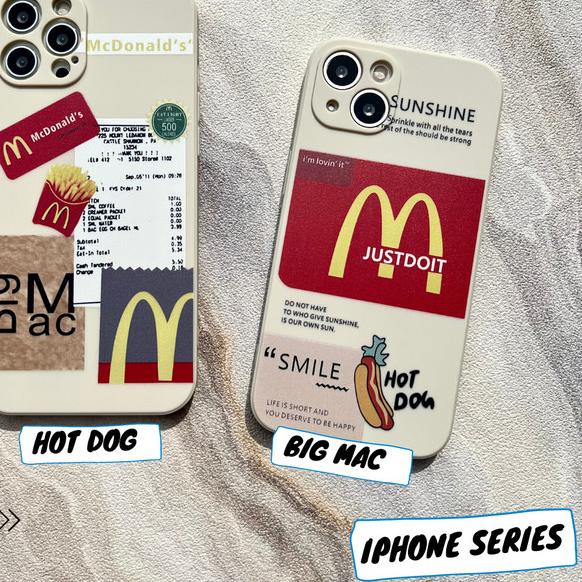MCD Mcdonald Case Iphone 11 12 13 PRO MAX MINI Casing Lucu Doff Simple - HOT DOG, 11