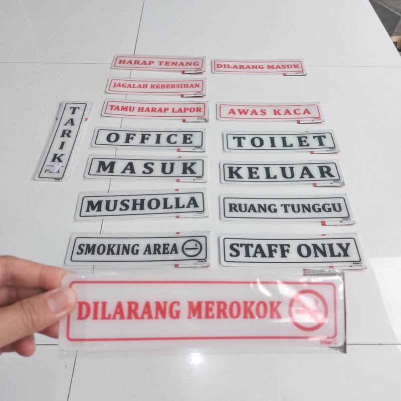 

TERMURAH! Sign Akrilik Tulisan DILARANG MEROKOK Bahan PP 5x20cm 1 Buah