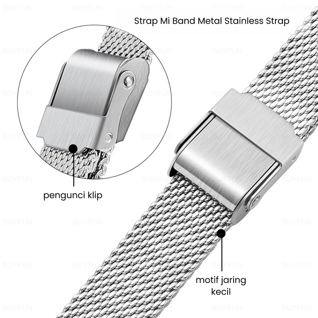 Strap MiBand Metal Stainless Band Xiaomi Band 3 4 5 6 Milanese Loop Strap