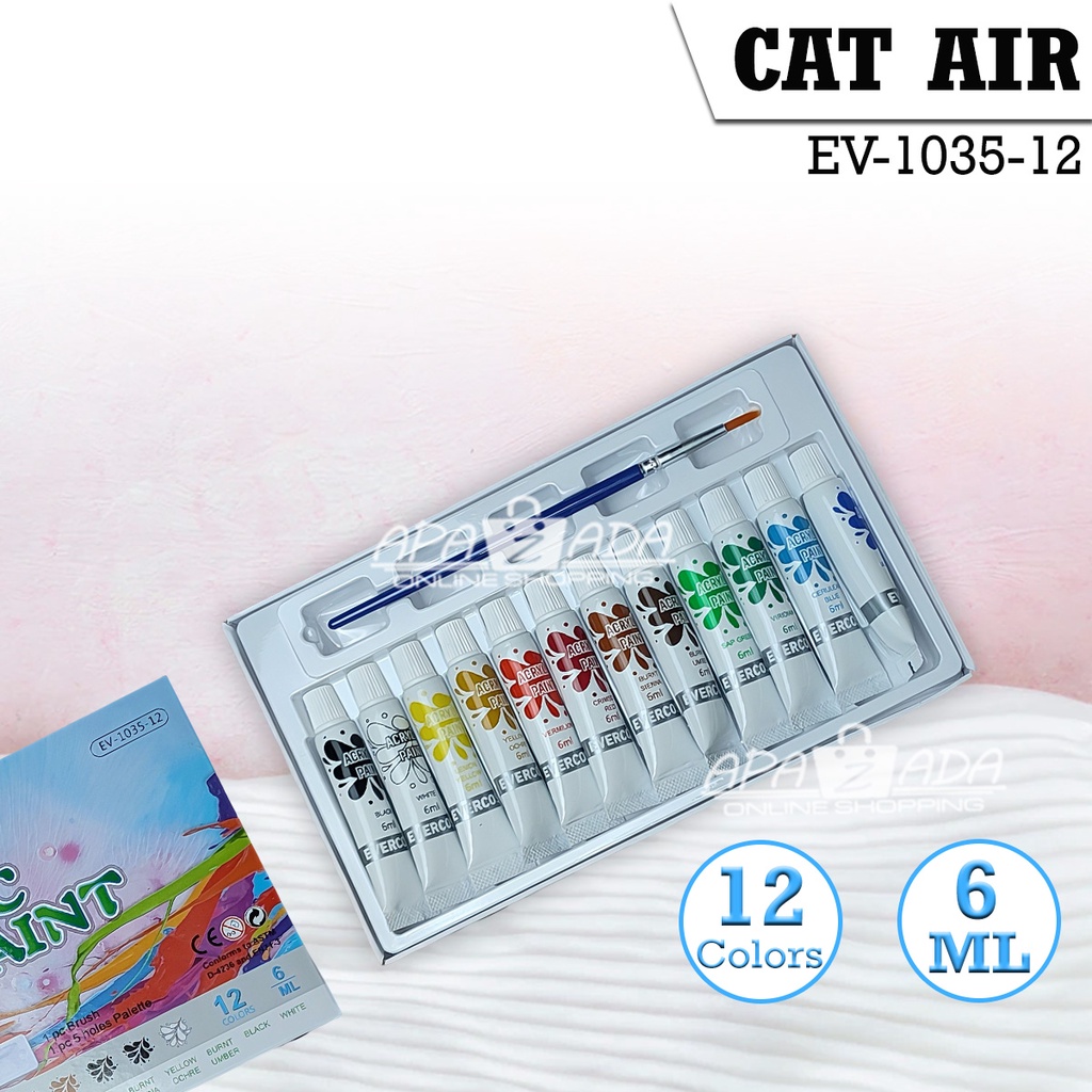

Apazada - Cat Lukis Akrilik Set Isi 12 Warna / Acrylic Paint Color Evercross EV-1035-12 SF6