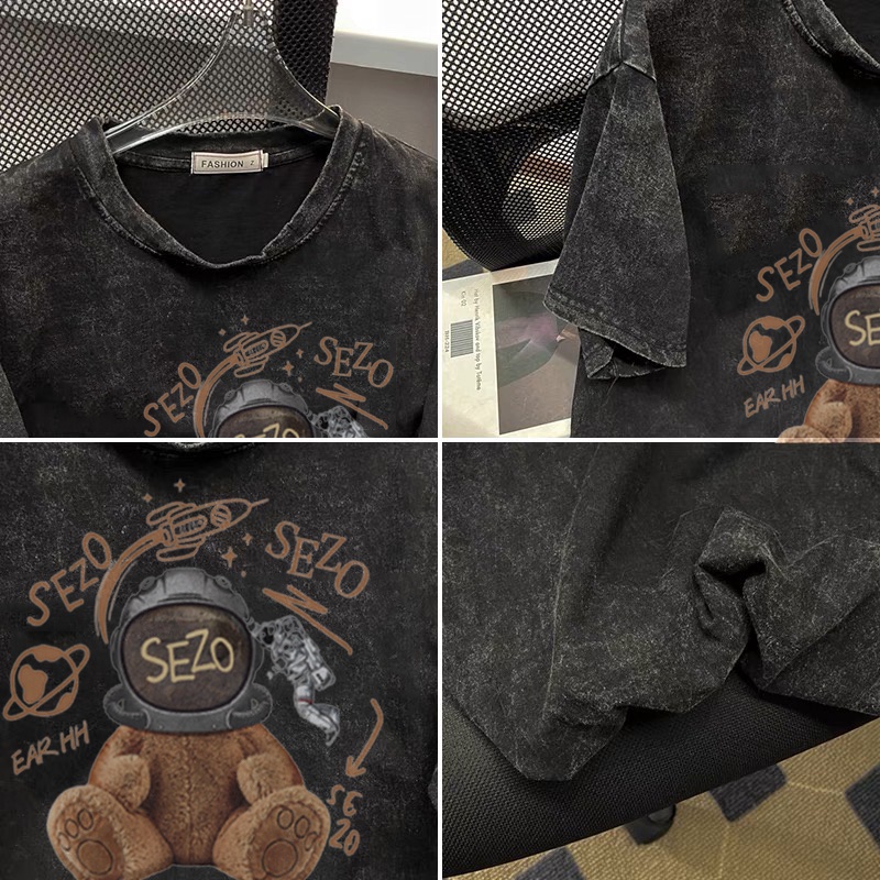 RDGF official shop 2023 T-shirt baru  kaos murah PRIA &amp; WANITA (UNISEX)  kaos motif teddy bear atasan kaos  Kaos Pria Antik crewneck washed black washed tshir baju kaos  kaos hitam