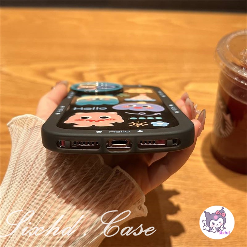 Realme C55 C53 C33 C35 C30s C25s C21Y C15 C12 C11 C30 C20A C25Y C3 C31 C21 C17 Realme 10Pro 9i 7i 6i 5i 5s Narzo N53 N55 30A 50A 50i Prime Cartoon Cute Monster Round Lens Phone Case Soft Shockproof Cover