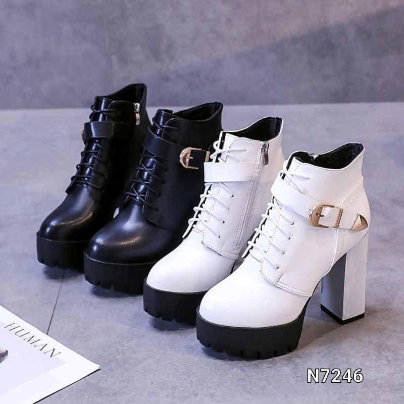 Ada warna putih ya guys..Boots High Block Canveda Korea shoes N7246