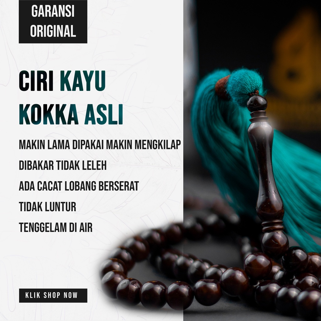 Tasbih Kokka Bulat 99 Original Kayu Kauka Asli Kaukah Kaoka Koka Kaokah  BENUKOKKA