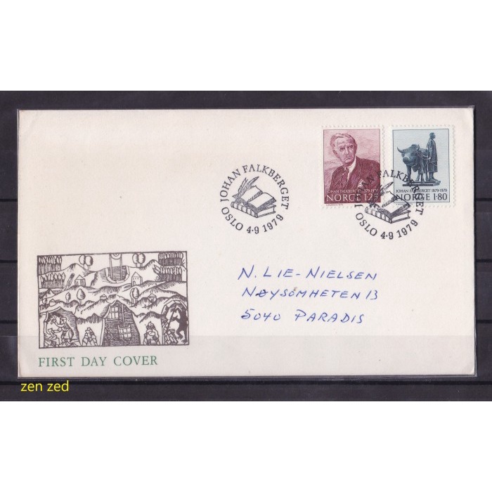 

A167 Perangko FDC SHP Norwegia 1979 The writer Johan Falkberget 1 Pcs