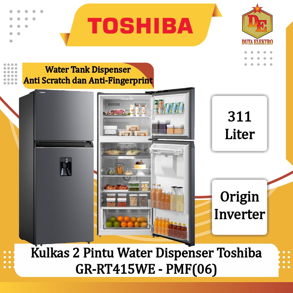 Jual Kulkas 2 Pintu Water Dispenser Toshiba GRRT415WE PMF(06