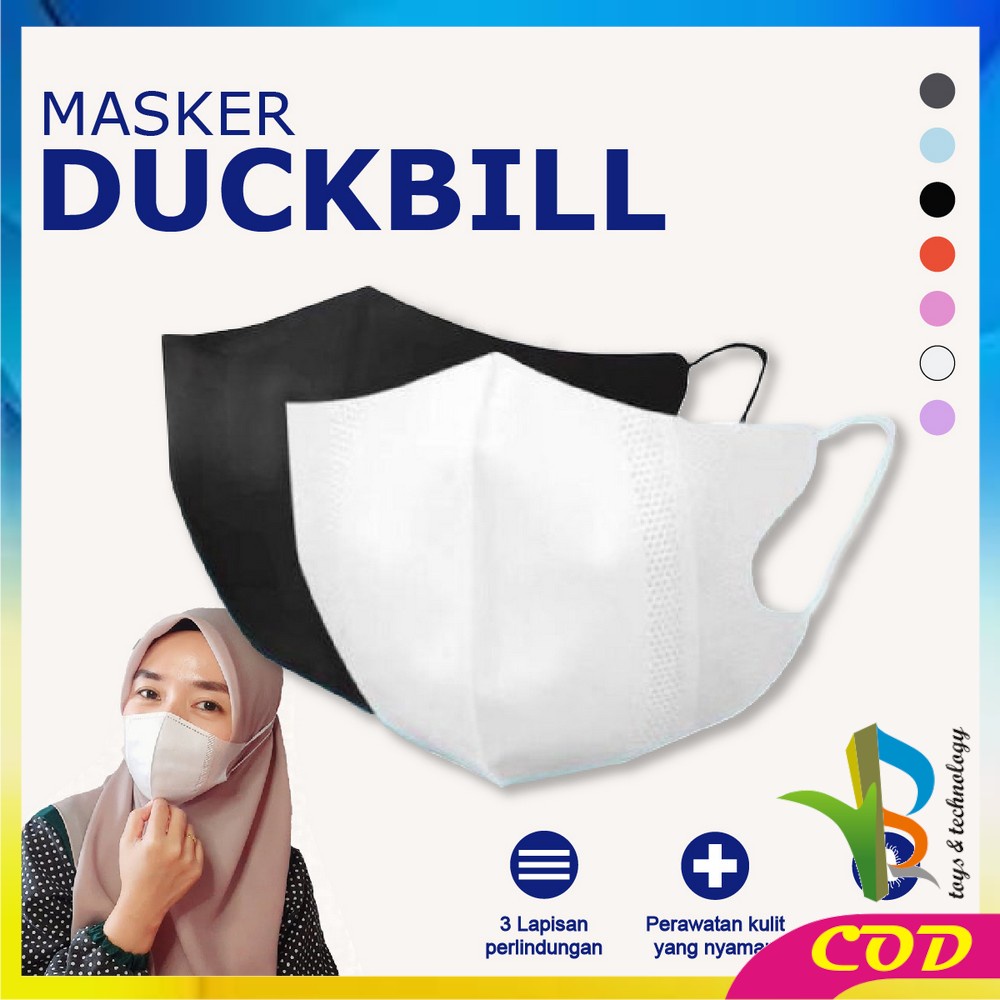 RB-C278 Masker Earloop 3 Ply Isi 10Pcs Masker Duckbil Warna Masker Tali Duck Bill Garis Dewasa Protective Mask