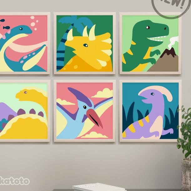 

PAINT BY NUMBER. PAKET MELUKIS DINOSAURUS UNTUK ANAK. DINOSAURS SERIES - Dino Tricera