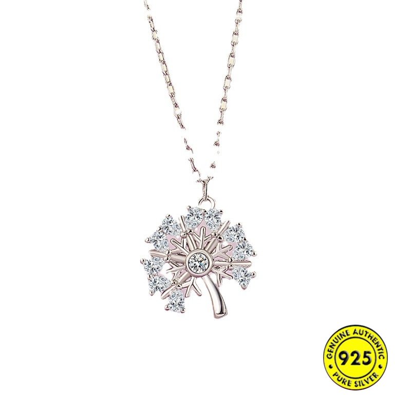 Kalung Rantai Dengan Liontin Bunga Dandelion Hias Berlian Imitasi Untuk Wanita U1395