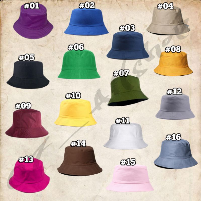 Topi Bucket Hat Pria Wanita Unisex Distro DEWASA POLOS custom Indonesia