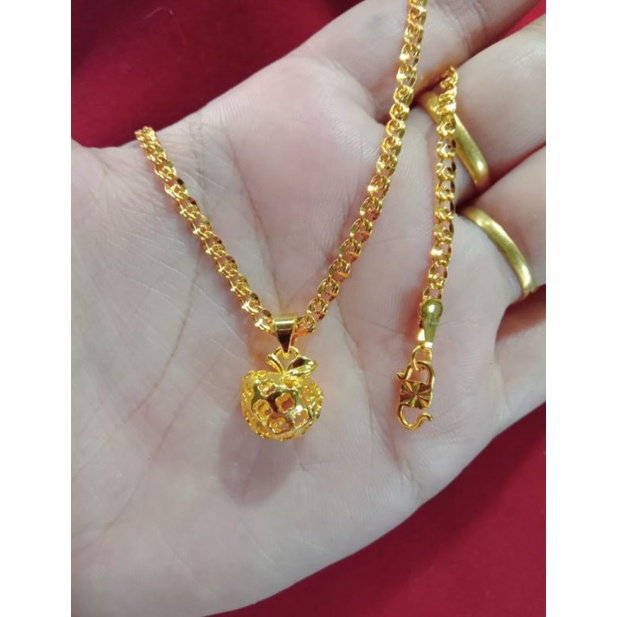 kalung 88 apel lapis emas 24k