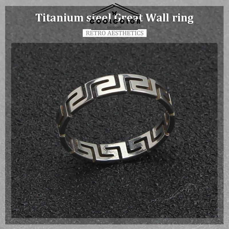 COD❤️ Cincin Titanium Pria Pola Desain Zuma Perak Estetik Punk Gaya Retro Rock Fashion Anti Karat Untuk Unisex Murah- cl