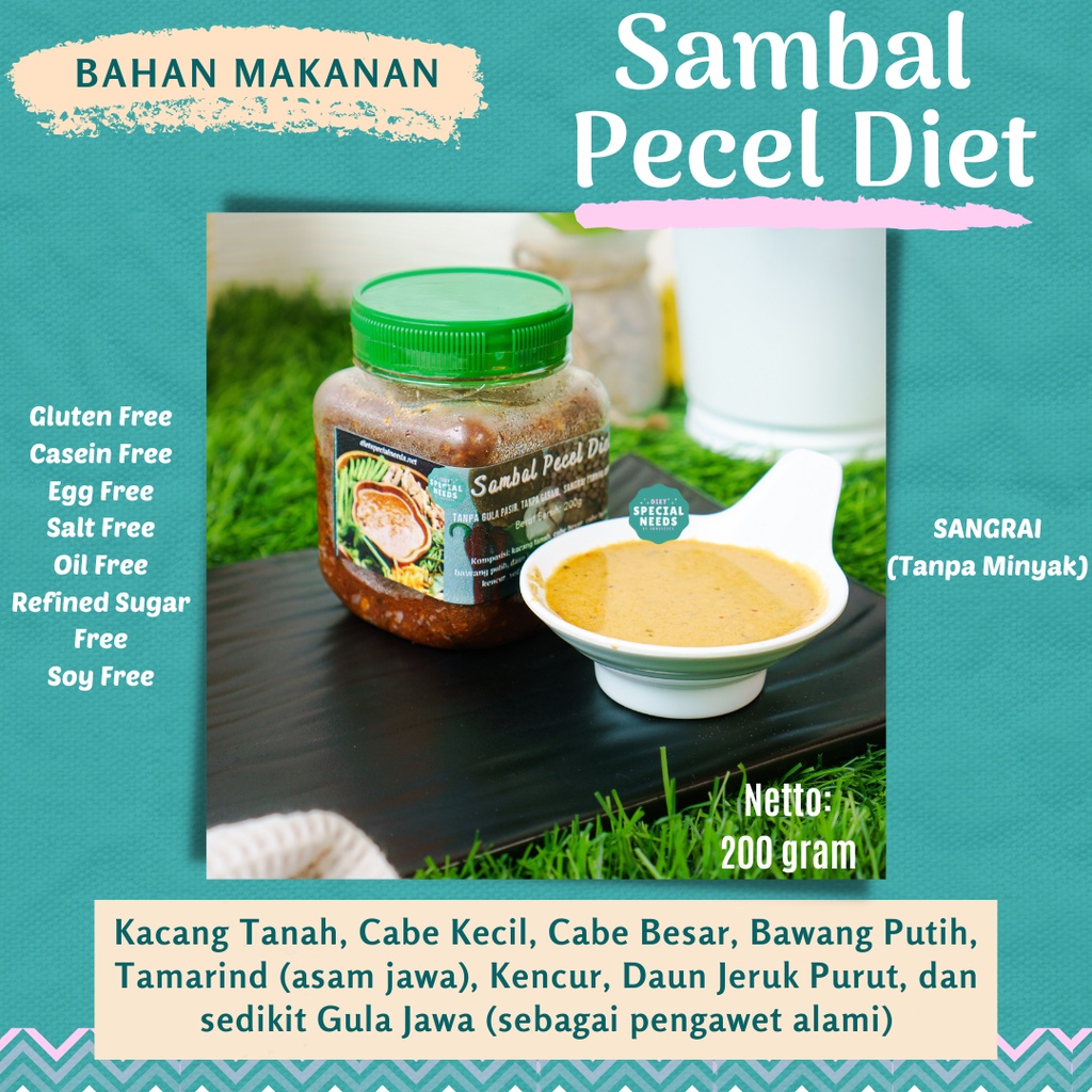 

Sambal Pecel Diet - Tanpa Gula Pasir, Tanpa Garam, Sangrai (Tanpa Minyak) - Diet Special Needs