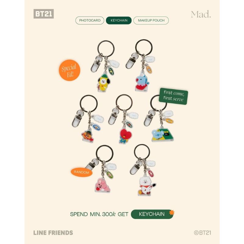 MAD FOR MAKEUP BT21 ACRYLIC KEYCHAIN KOYA/RM BTS