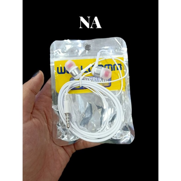 Earphone/Headset Kabel Welcome Model HM-001 black and white