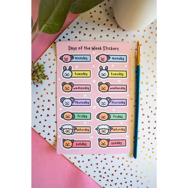 

Days of the Week Sticker Sheet Cute Calendar Stickers Kawaii Bullet Journal Stickers Kawaii Sticker Sheet I Bullet Journal I Calendar