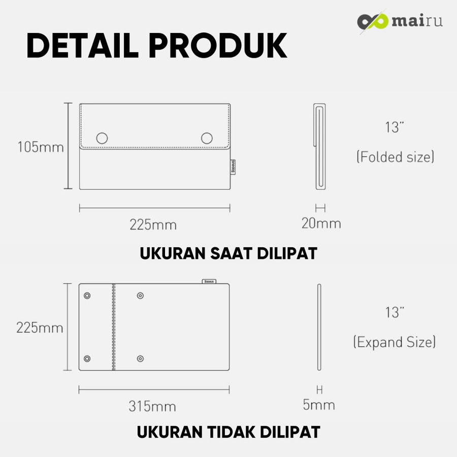 Mairu Softcase Lipat  - Tas Tangan Pouch Foldable Pria Organizer Notebook