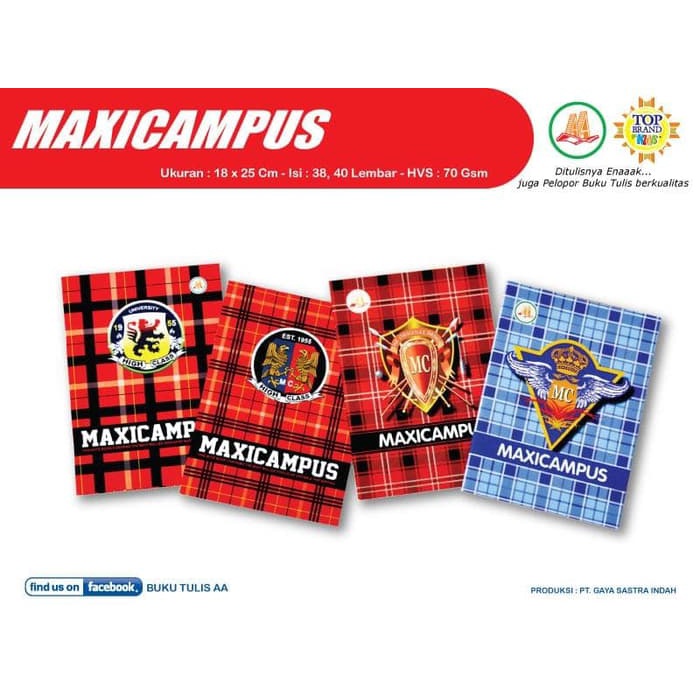 Buku tulis AA Maxi Campus 50 lembar 10 buku Boxy - 1 pack