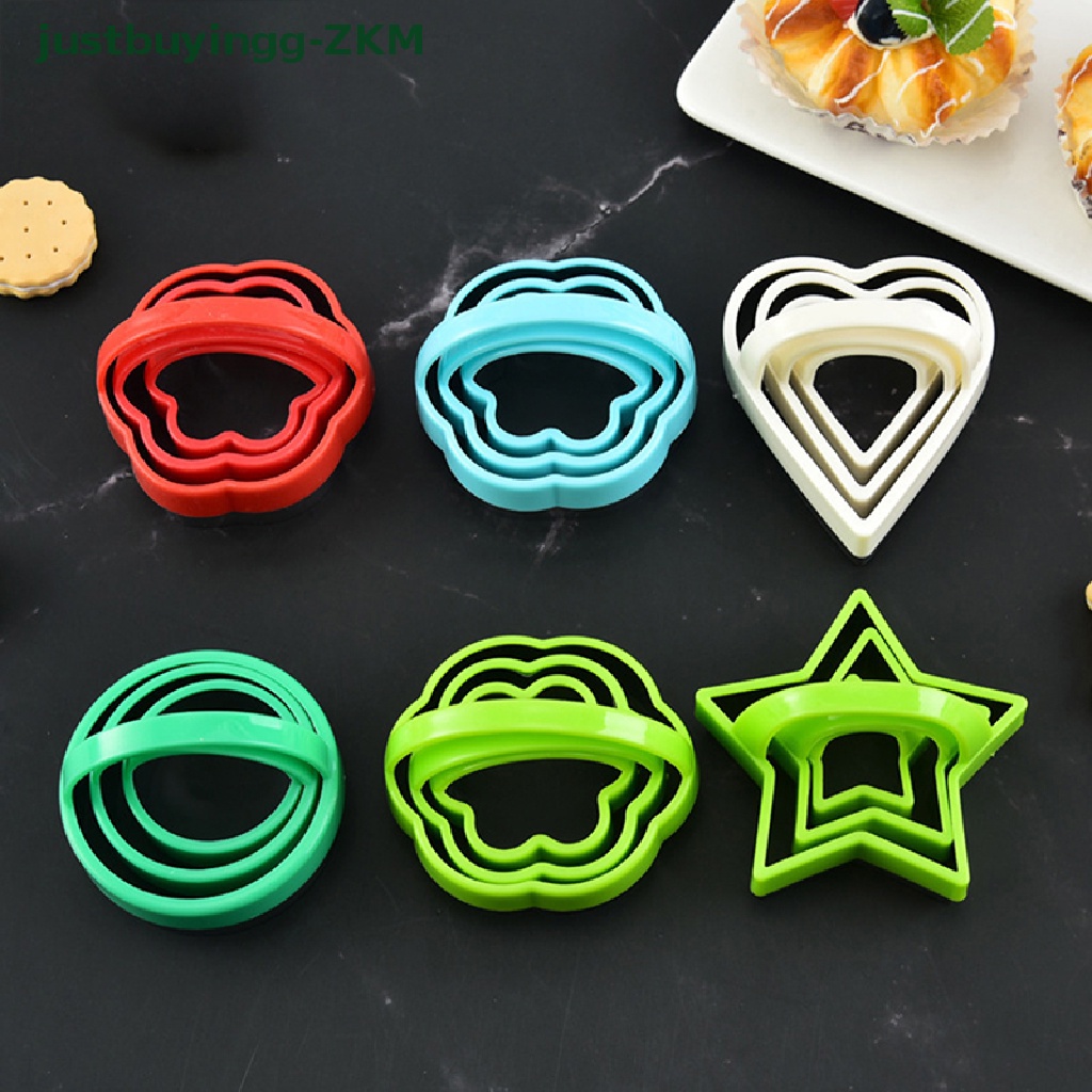 3pcs / Set Cetakan Pemotong Kue Sandwich Bentuk Geometri