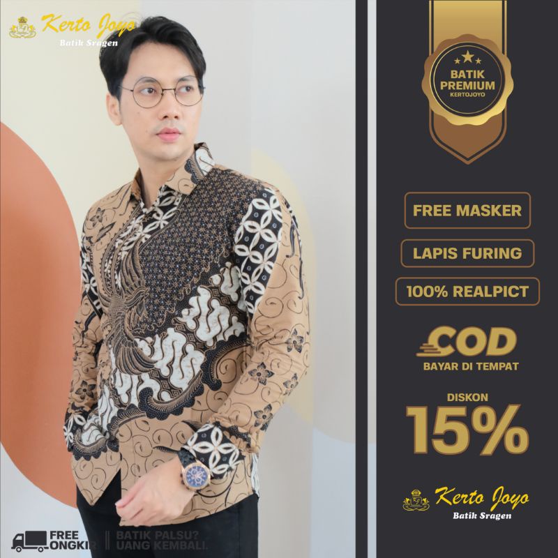 Atasan Kemeja Batik Pria Lapis Furing PREMIUM Lengan Panjang Batik Solo Pakaian Batik Batik Solo