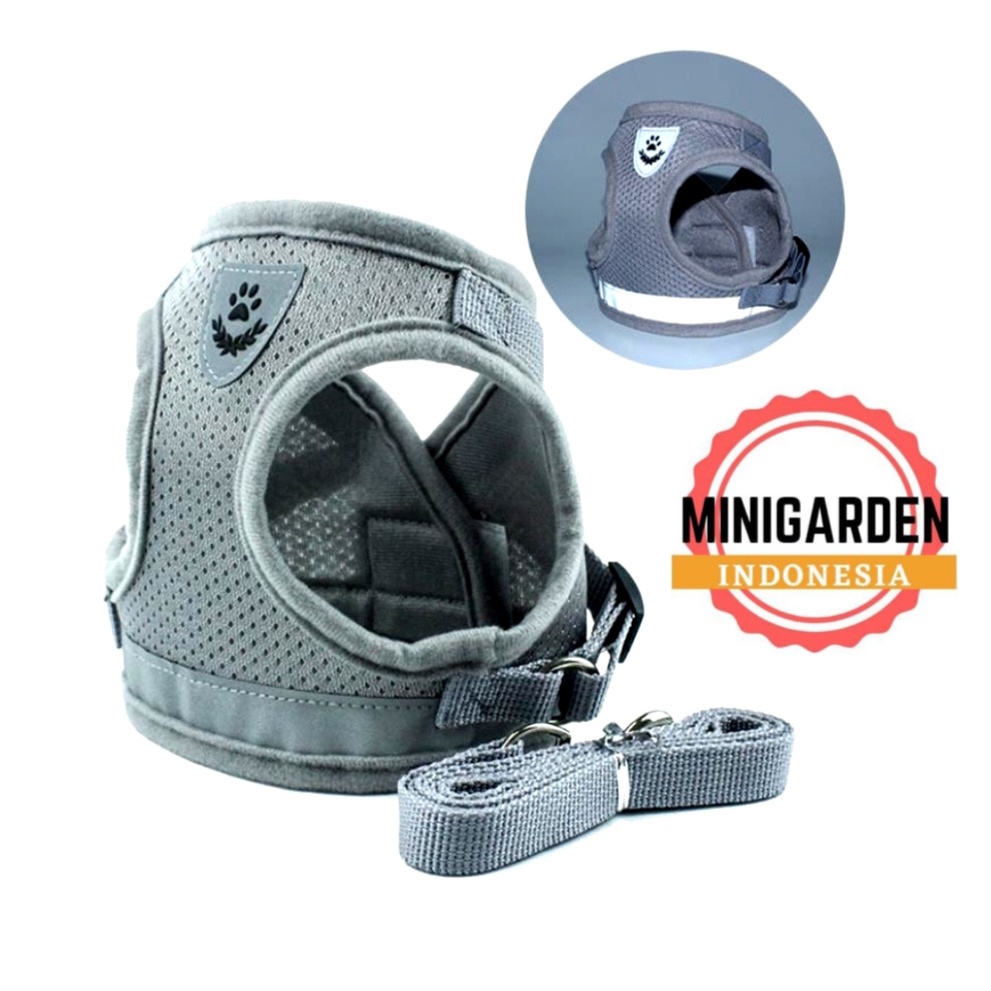DOG HARNESS + TALI TUNTUN KATUN rompi vest harness anjing kucing cat