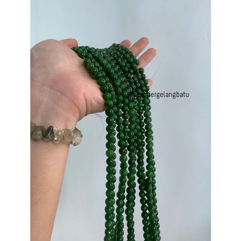 batu black jade aceh serat muda 8mm renceng kalung gelang akik giok