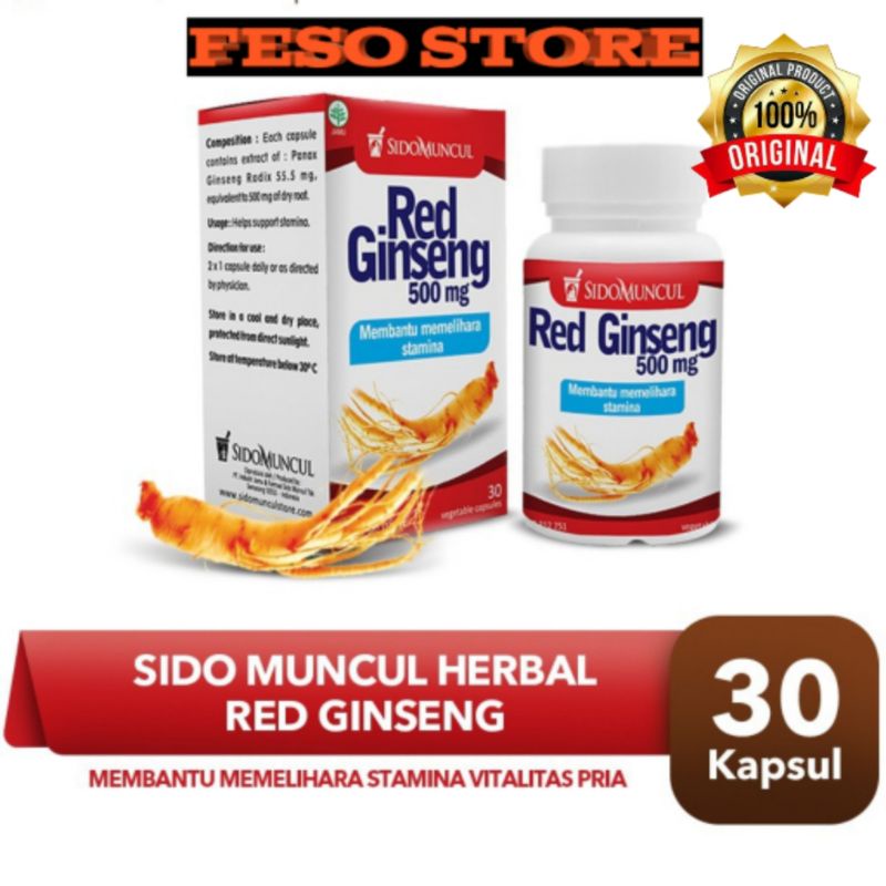 RED GINSENG SIDOMUNCUL 500MG 30 KAPSUL MEMBANTU MEMELIHARA STAMINA