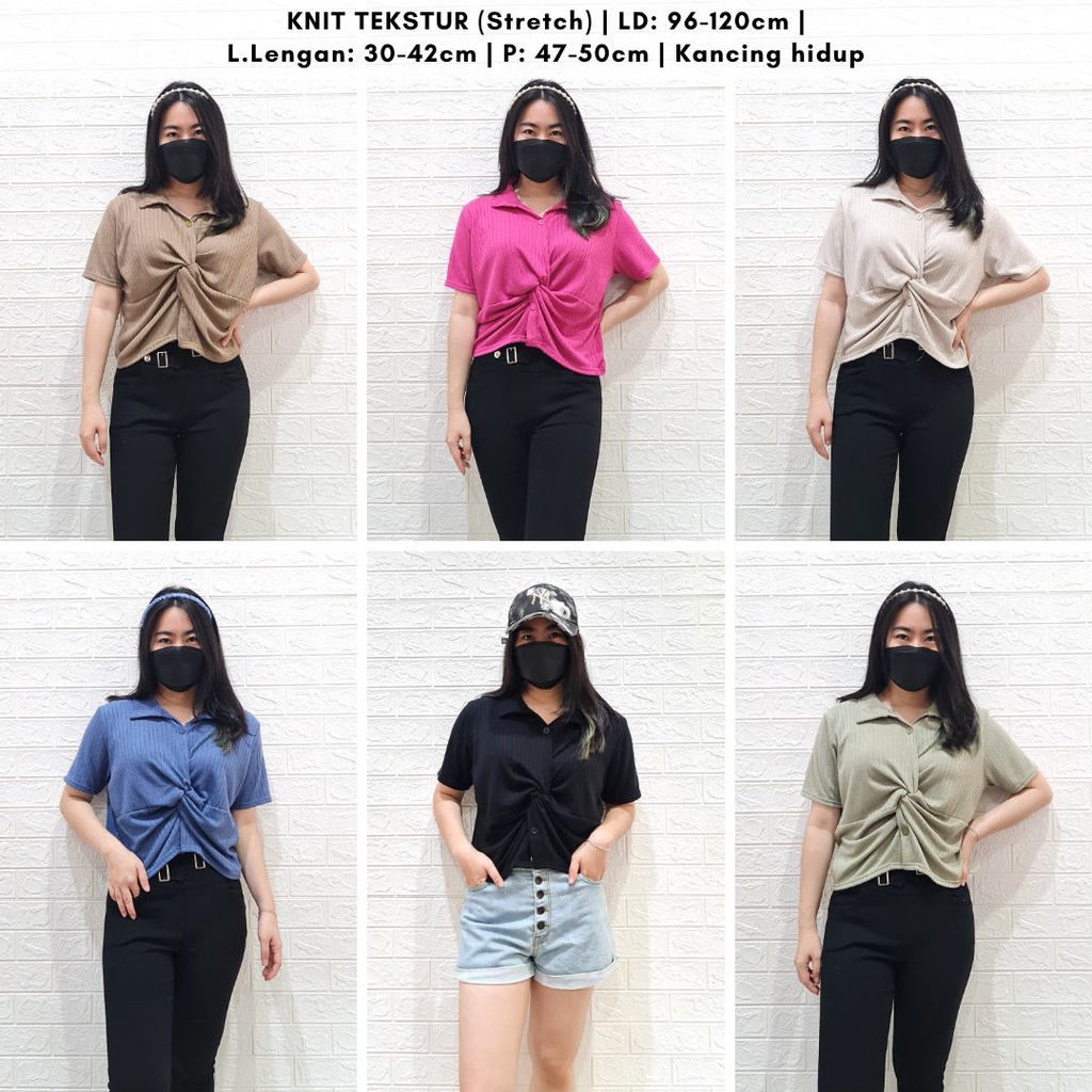 4620 marfie tied knit collar top busui friendly blouse