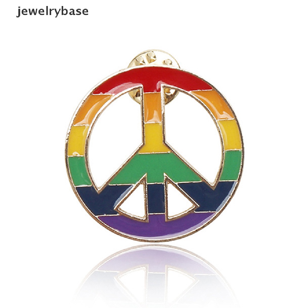 1pc Bros Pin Desain Simbol Peace Hippie Bentuk Bulat Untuk Kerah