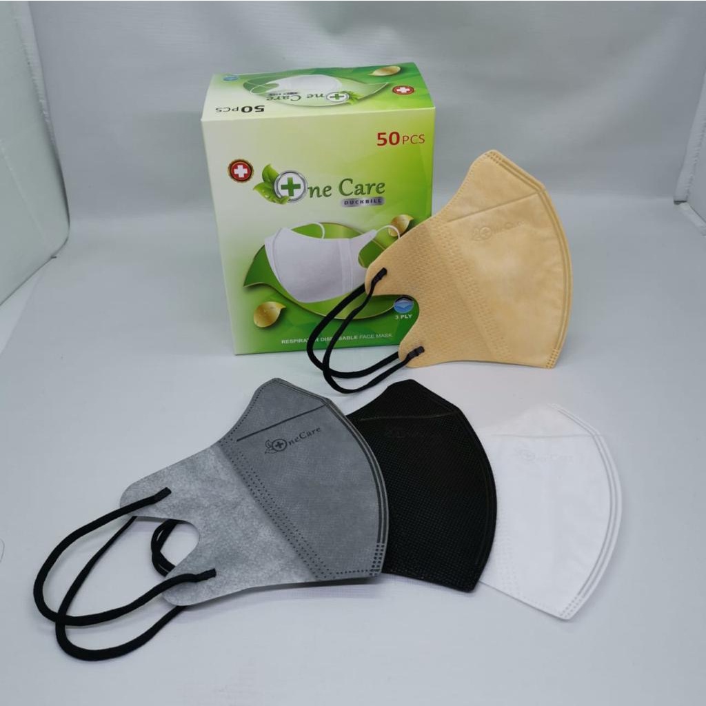 READY ISI 25 MASKER DUCKBILL ONECARE EMBOS ONE CARE HITAM PUTIH KEMASAN ZIPLOCK HIGIENIS 4 PLY