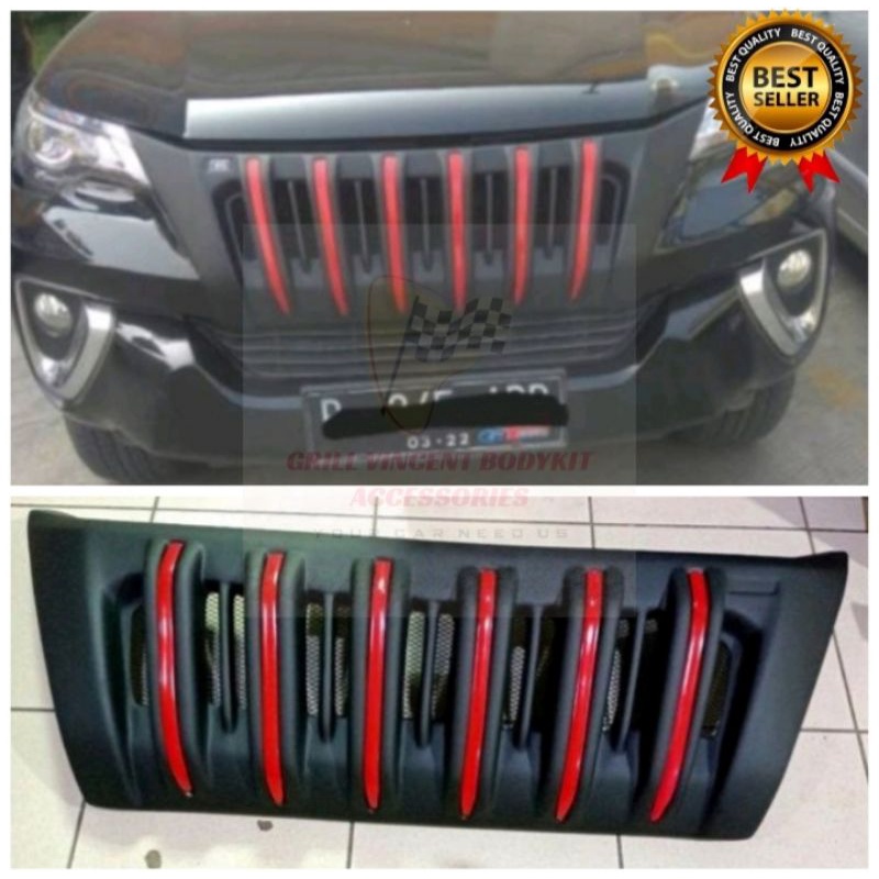 Grill Apollo all new fortuner VRZ SRZ TRD 2016 2017 2018 2019 2020 prado list merah Gril