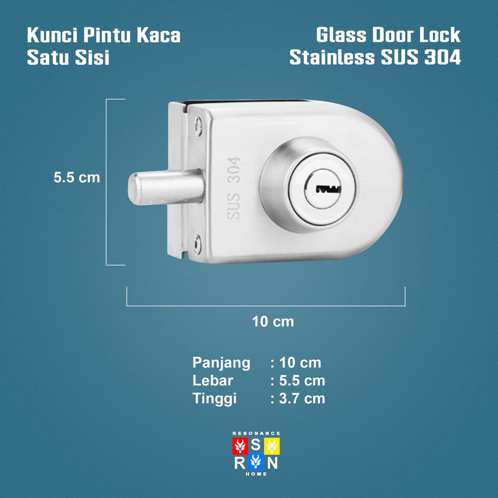 Kunci Pintu Kaca 10-12MM / Kunci Pintu Kaca Satu Sisi Resonance Home