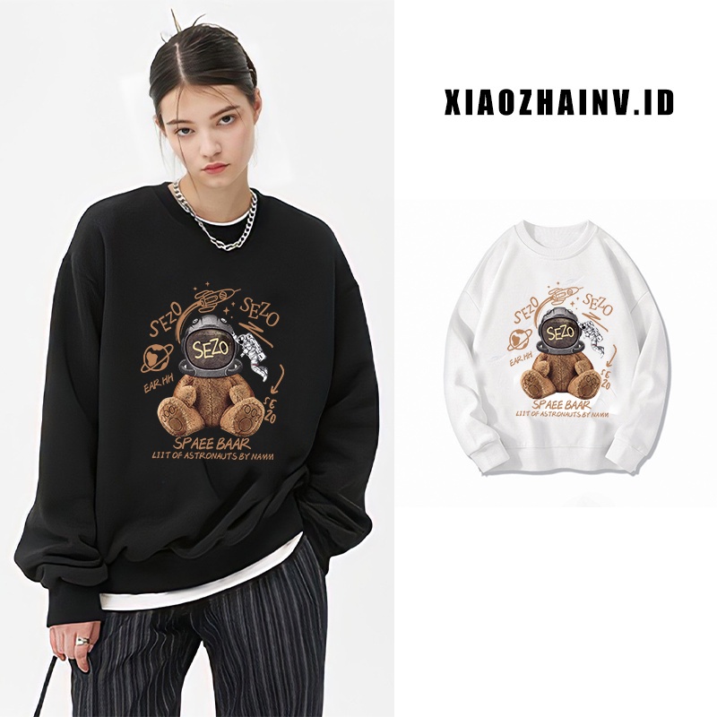 XIAOZHAINV Korean Style Bear Pattern Lengan Panjang Baju Sweater Wanita A0148