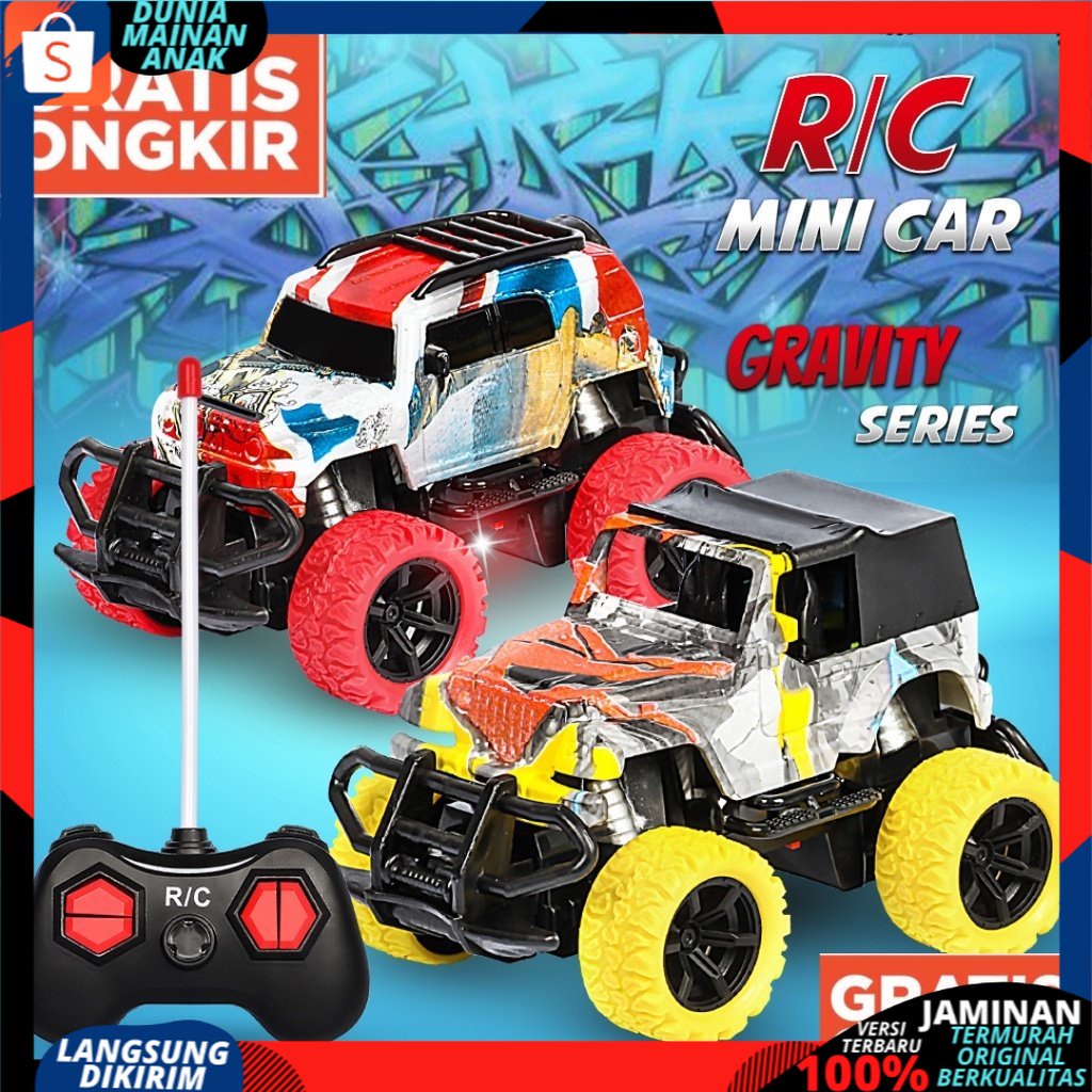 Mainan mobil remote kontrol bentuk unik rc car toys mobil rock crawler mini climber Berlampu Kolong