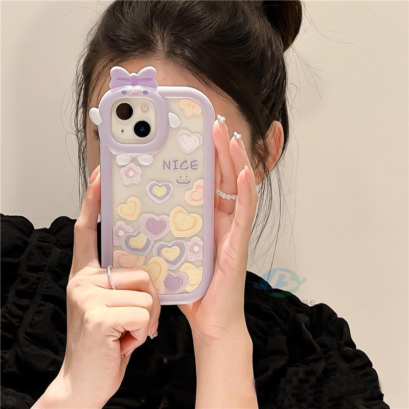 Realme 10 C55 C30 C31 C33 C35 C21Y C25Y RealmeC11 C25 C17 C15 C12 C3 C2 7i 5 5i 6i Lukisan Cat Minyak Love Monster Kecil Frame Lensa Phone Case Binteacase