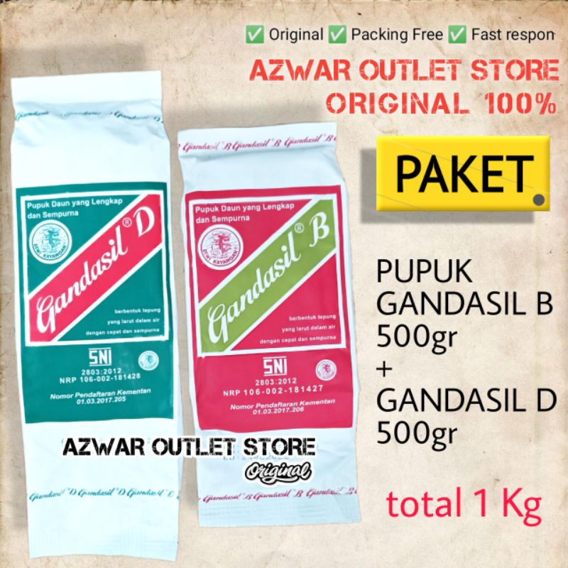 Paket pupuk gandasil B & D kemasan 500gr total 1kg | original